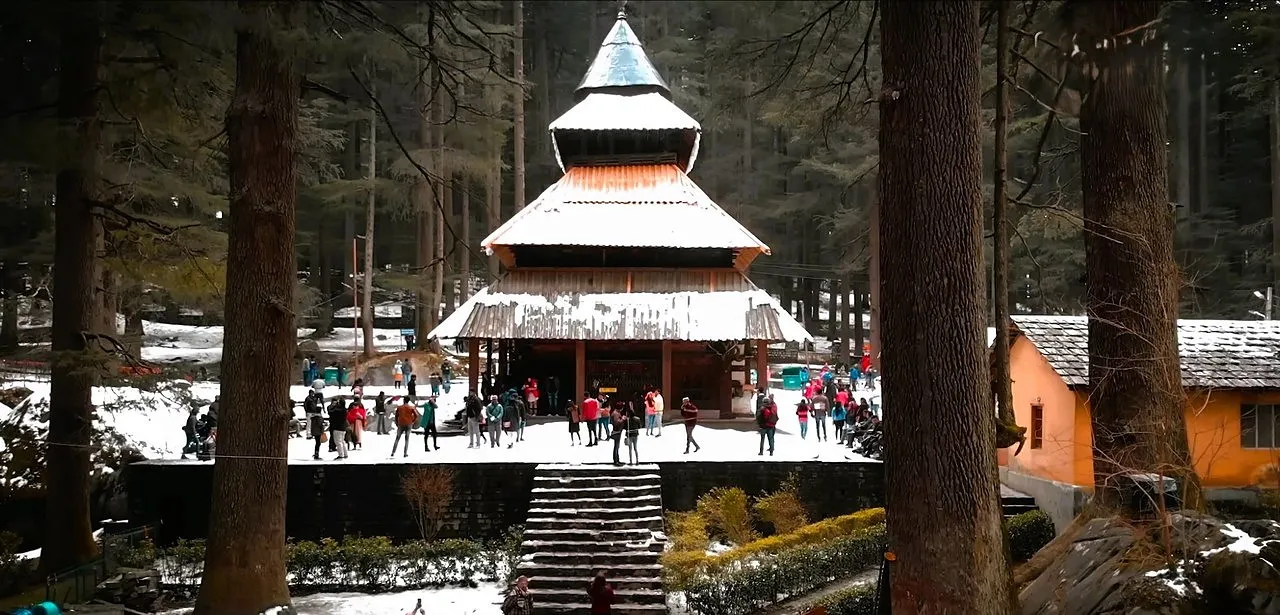 Hadimba Devi Temple in Manali among tall deodar trees